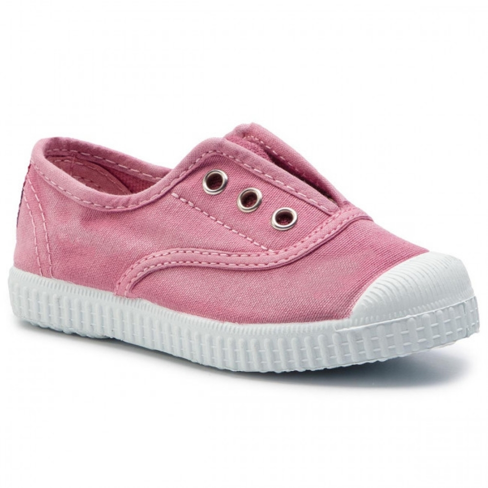 ☃️Cienta Distressed Laceless Canvas Sneaker in Rosa Vivo / Washed Pink